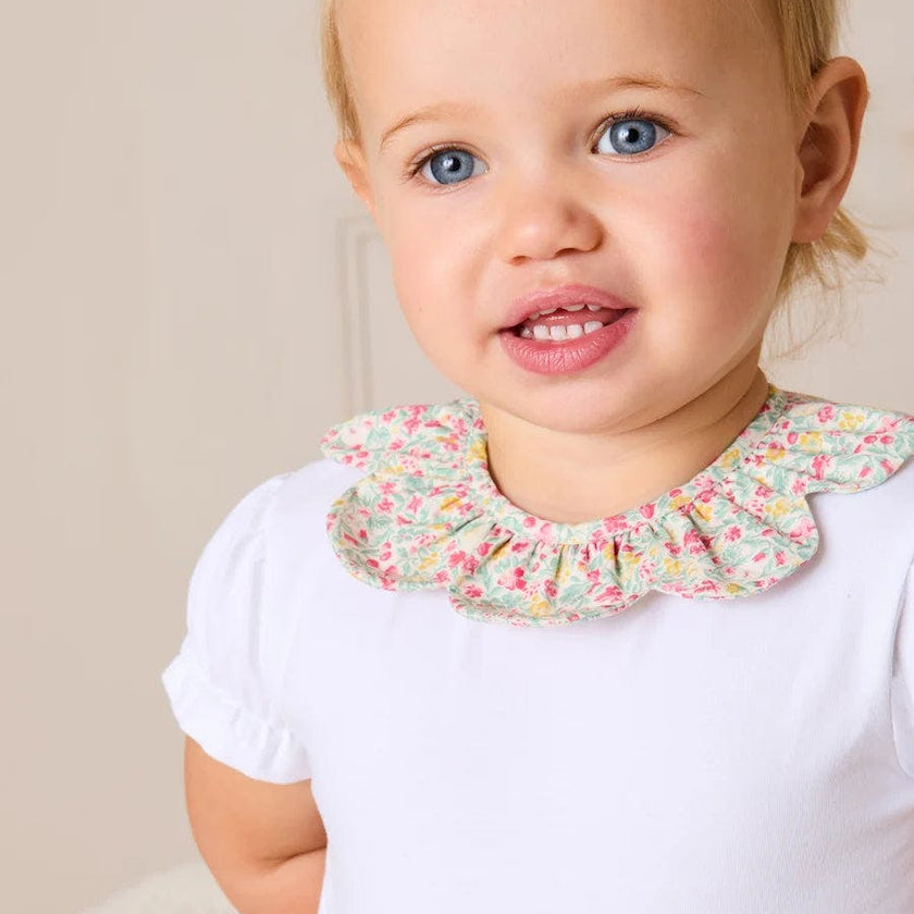 Adelaide Floral Petal Collar Bodysuit in Pink (1mth-2yrs)
