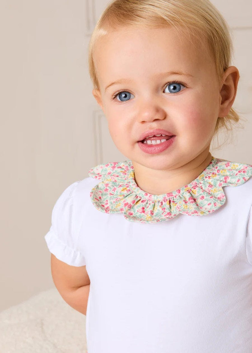 Adelaide Floral Petal Collar Bodysuit in Pink (1mth-2yrs)