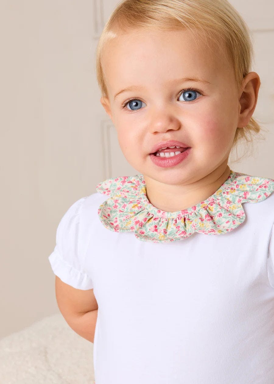 Adelaide Floral Petal Collar Bodysuit in Pink (1mth-2yrs)