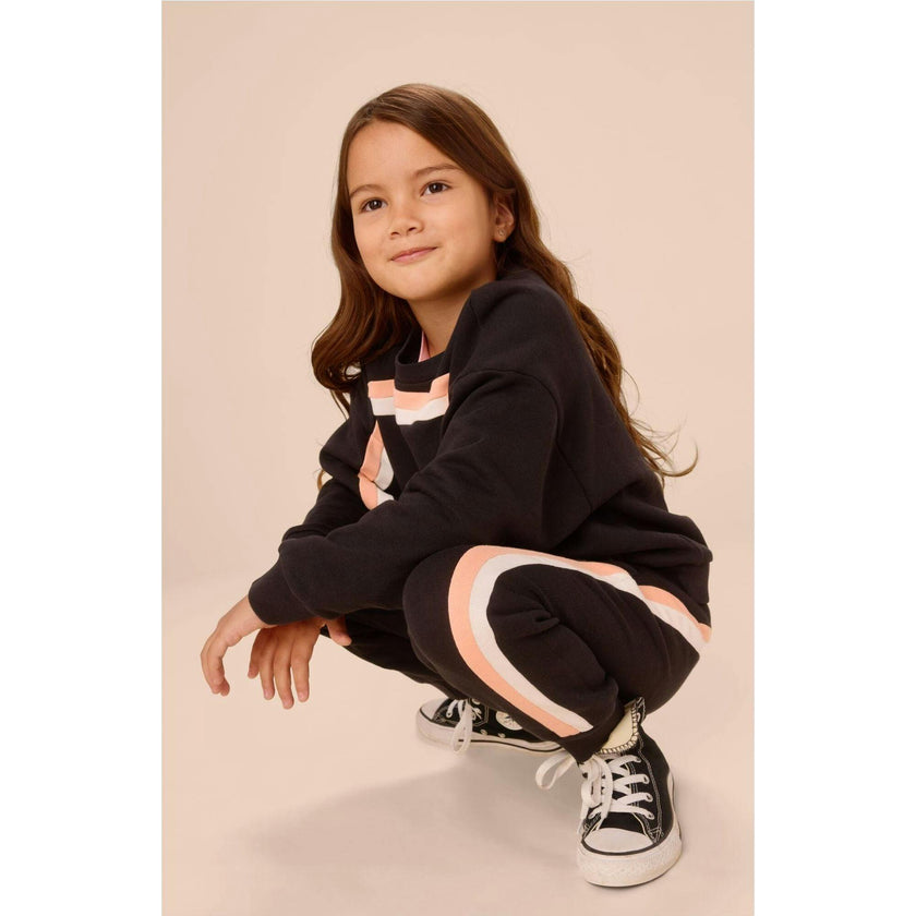 Stripe Easy Fit Joggers, Black