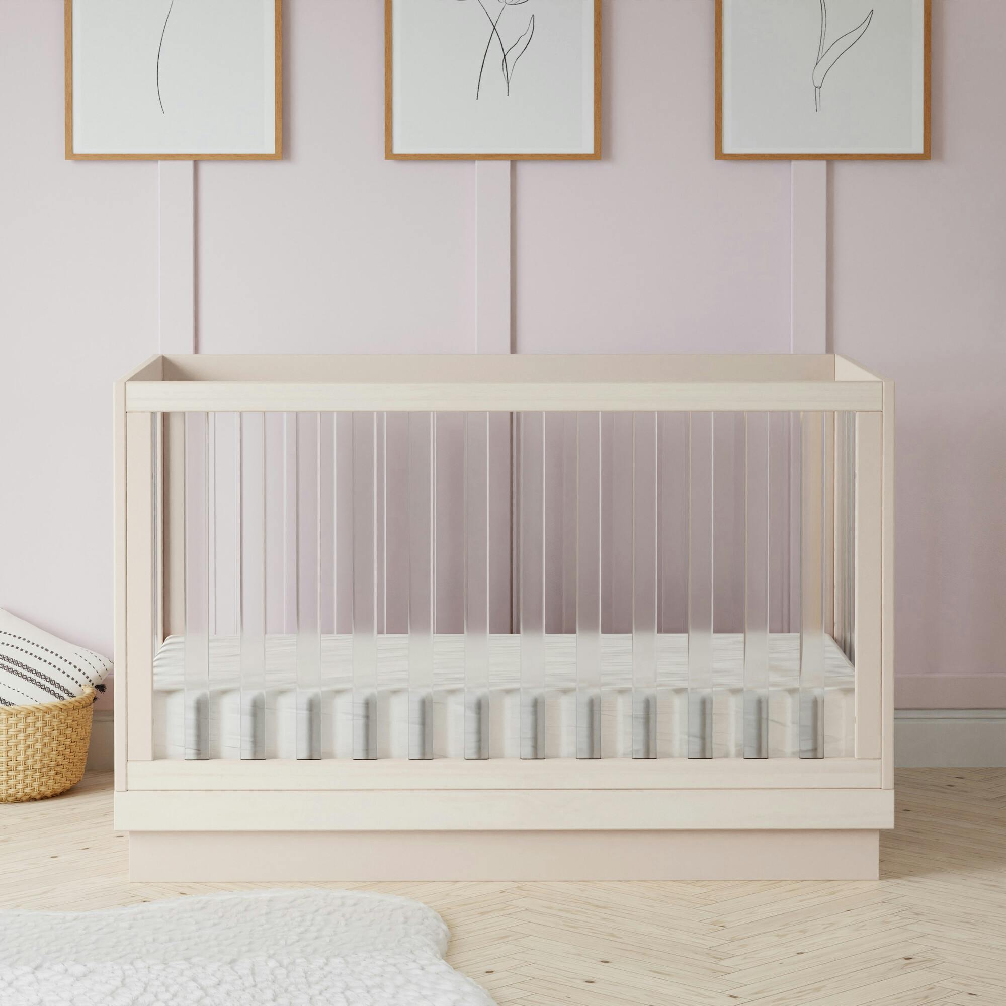 Harlow Acrylic 3-In-1 Convertible Crib With Toddler Bed Conversion Kit