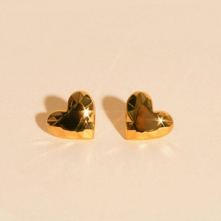 Geometric Heart Stud Earrings