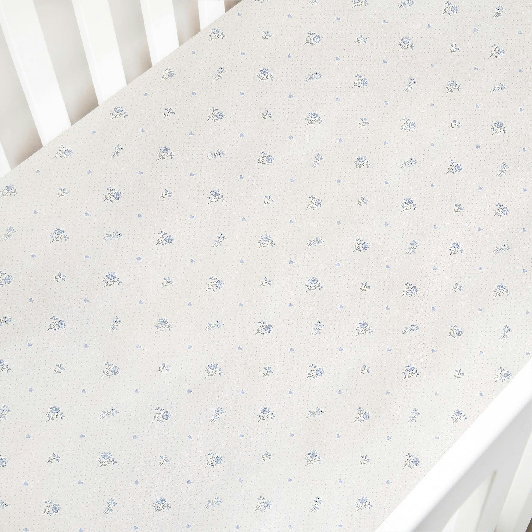 Ditsy Floral Crib Sheet - Blue