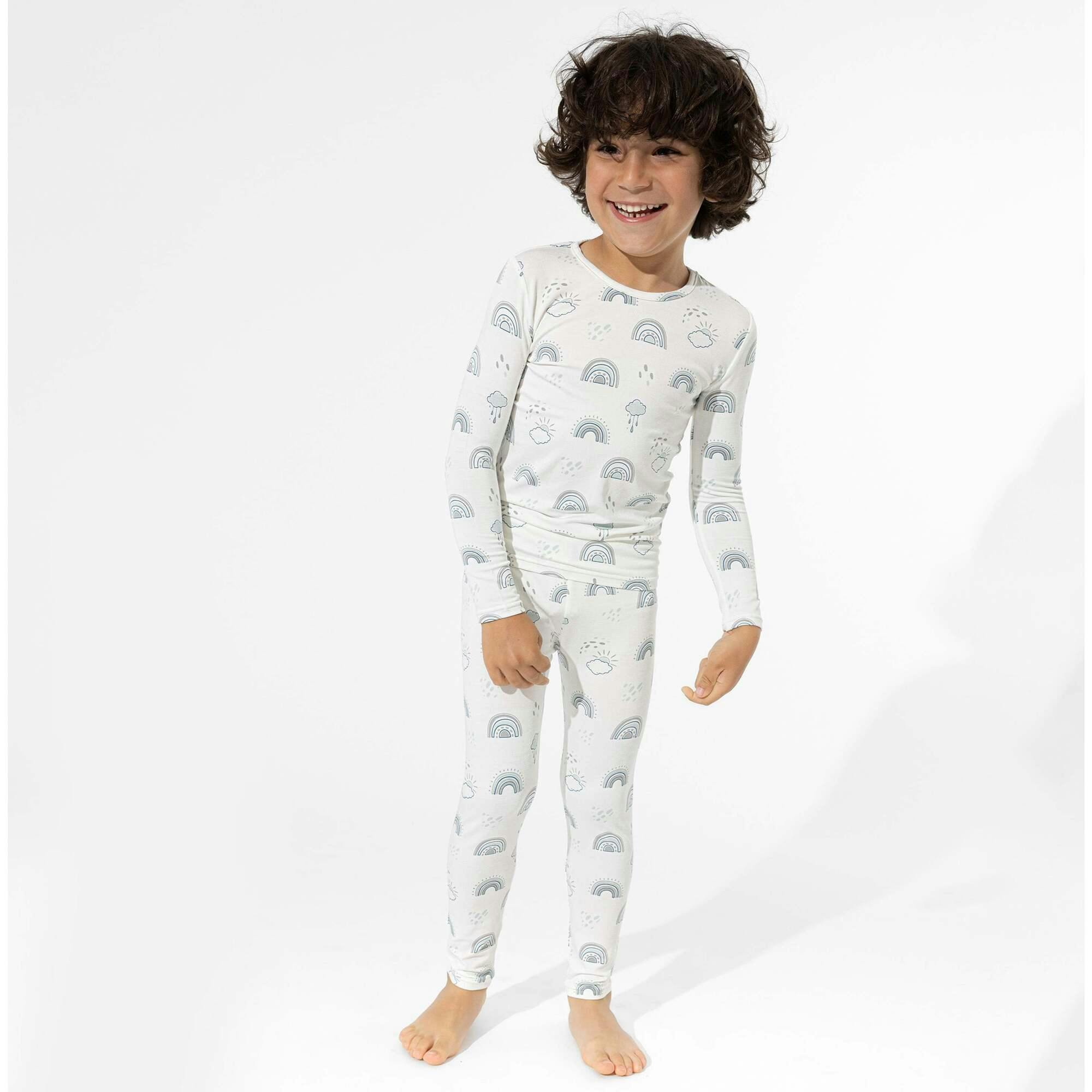 Grey Rainbows Bamboo Kids Pajamas