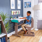 Grow Together™ Pocket Adjustable Wooden Desk and Chair – Gray Ash