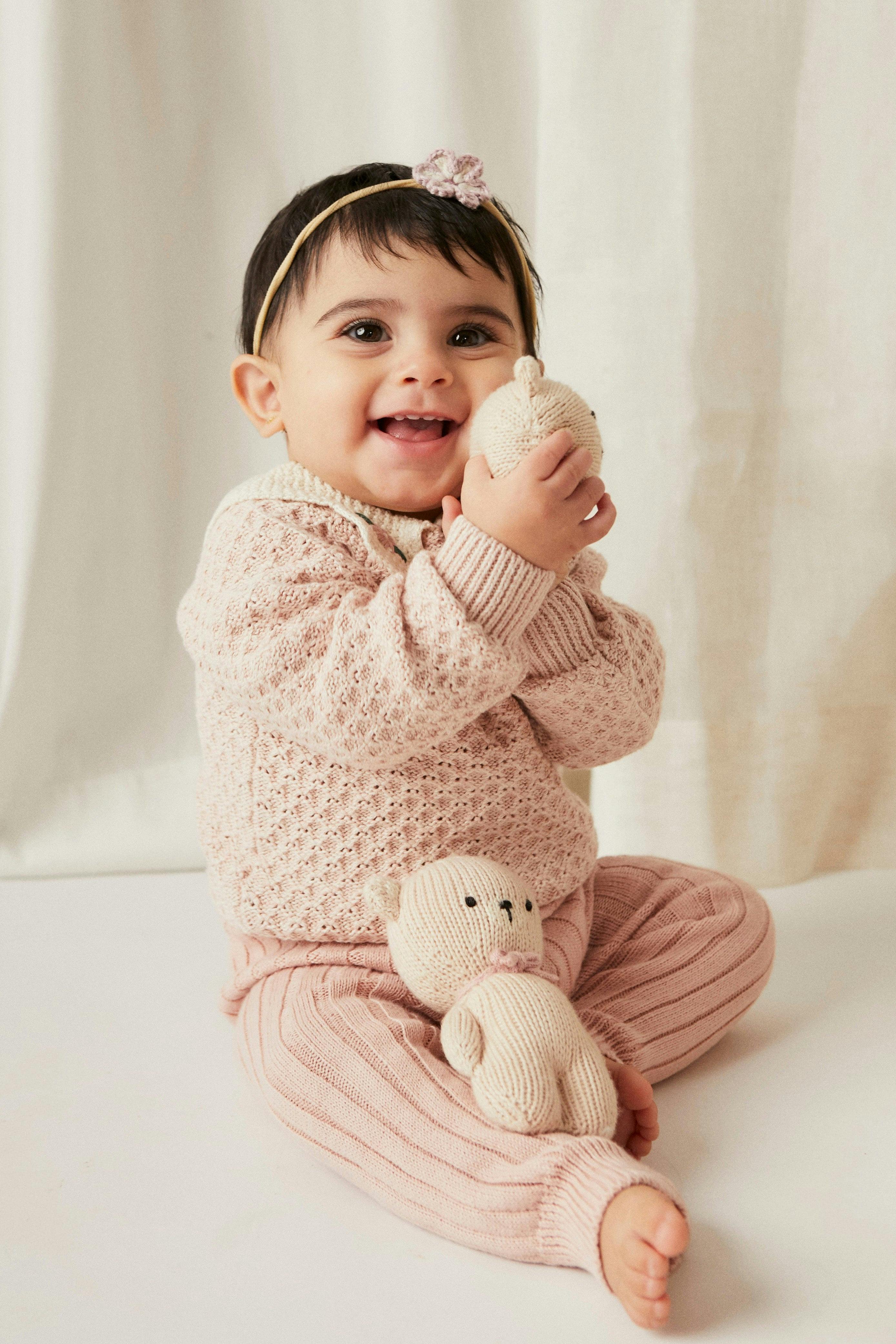 Bear Rattle Light pink & dusty rose