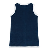 Girls Navy French Terry Sleeveless Button Down Dress