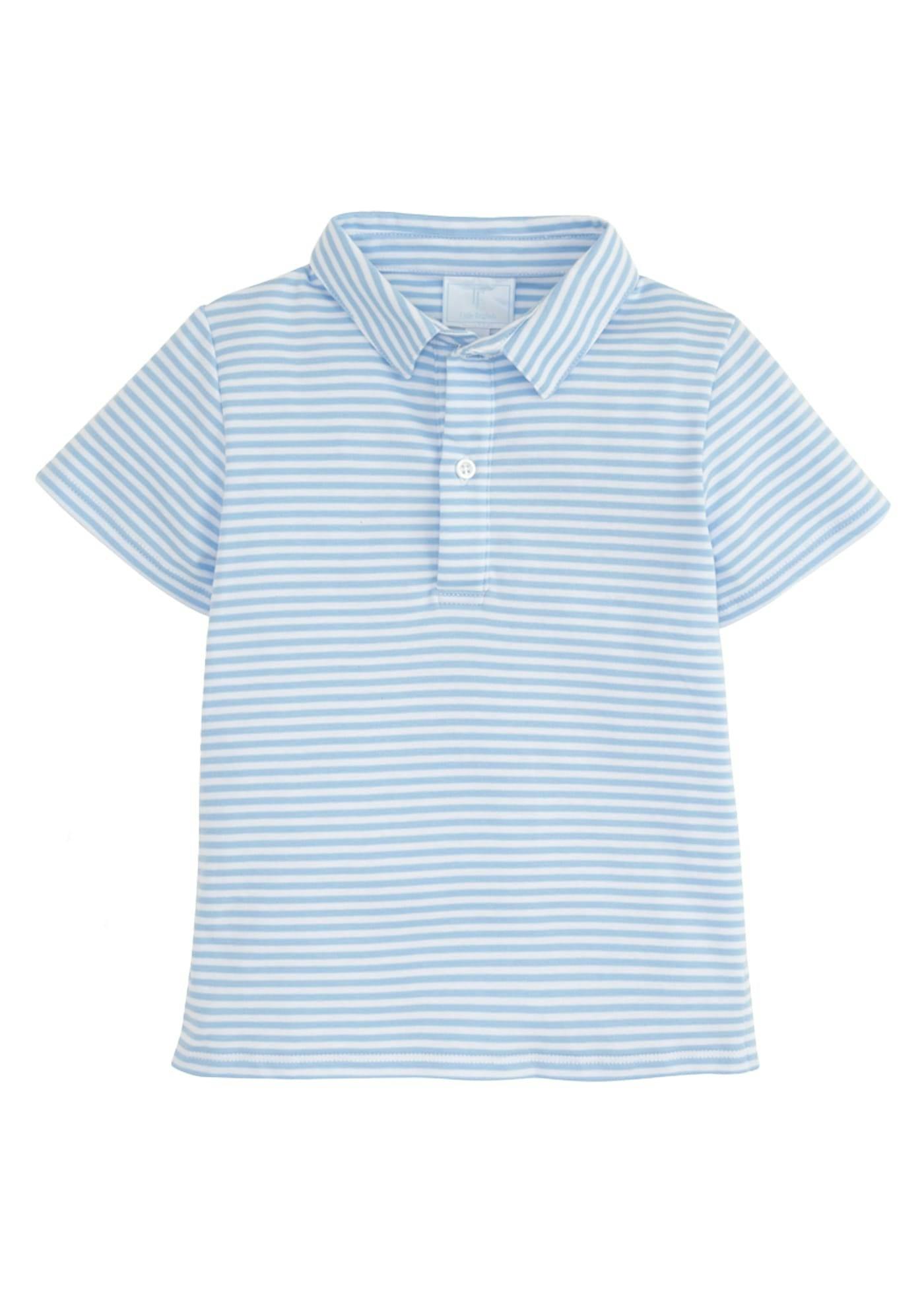 Short Sleeve Polo - Light Blue Stripe