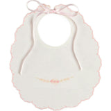 Floral Hand Embroidered Scallop Edge Rounded Bib