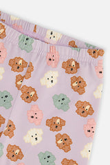 Organic Cotton Leggings Purple Poodle Print