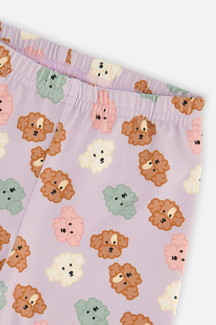 Organic Cotton Leggings Purple Poodle Print