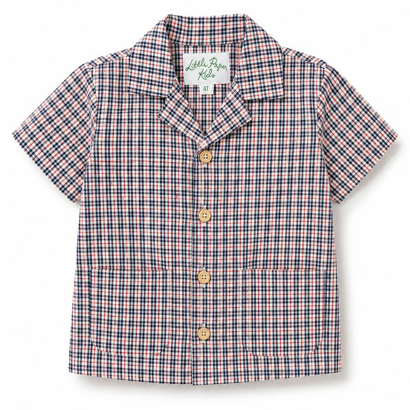 Rhodes Button Down Top - Americana Plaid
