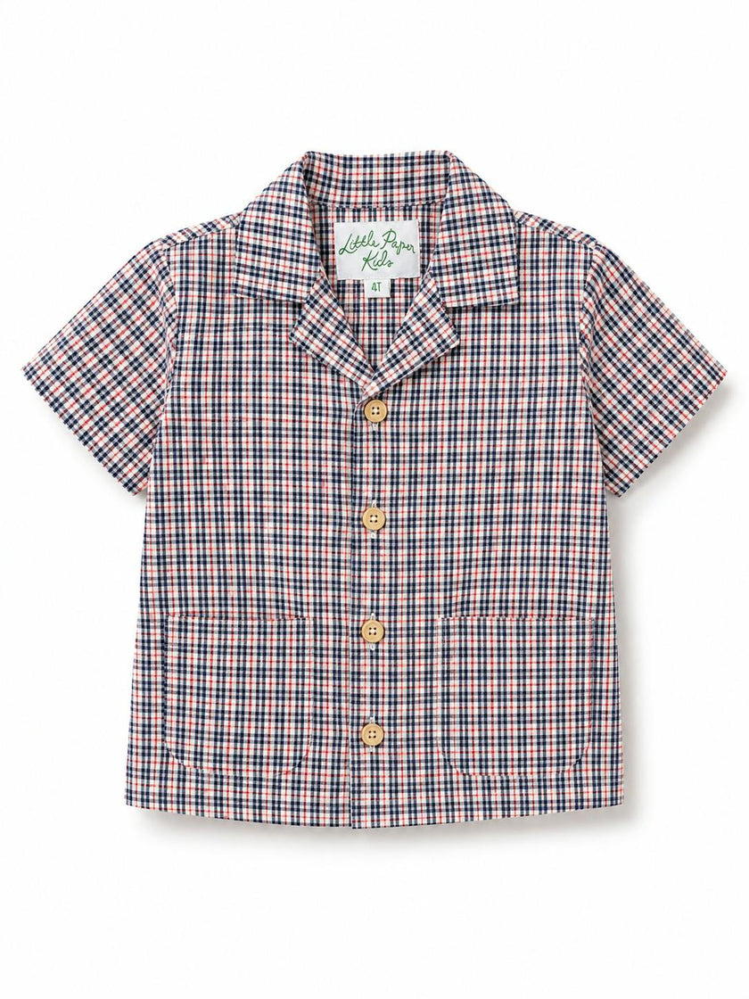Rhodes Button Down Top - Americana Plaid