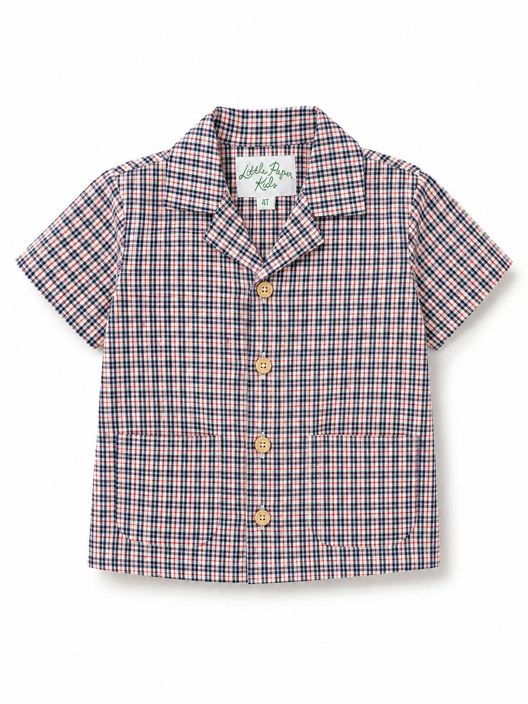 Rhodes Button Down Top - Americana Plaid