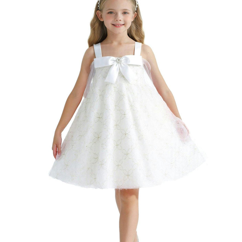 White Floral Bow Cadiz Dress