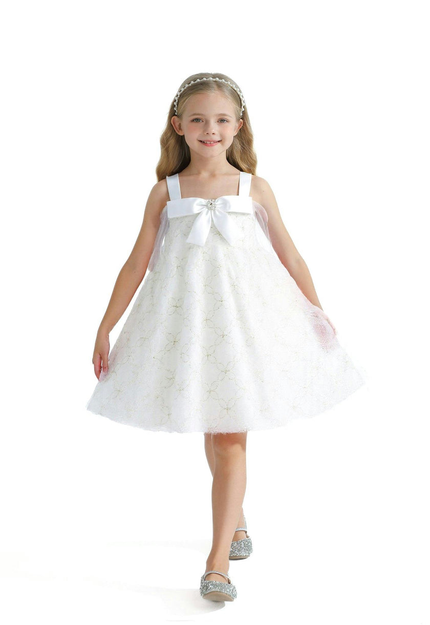White Floral Bow Cadiz Dress