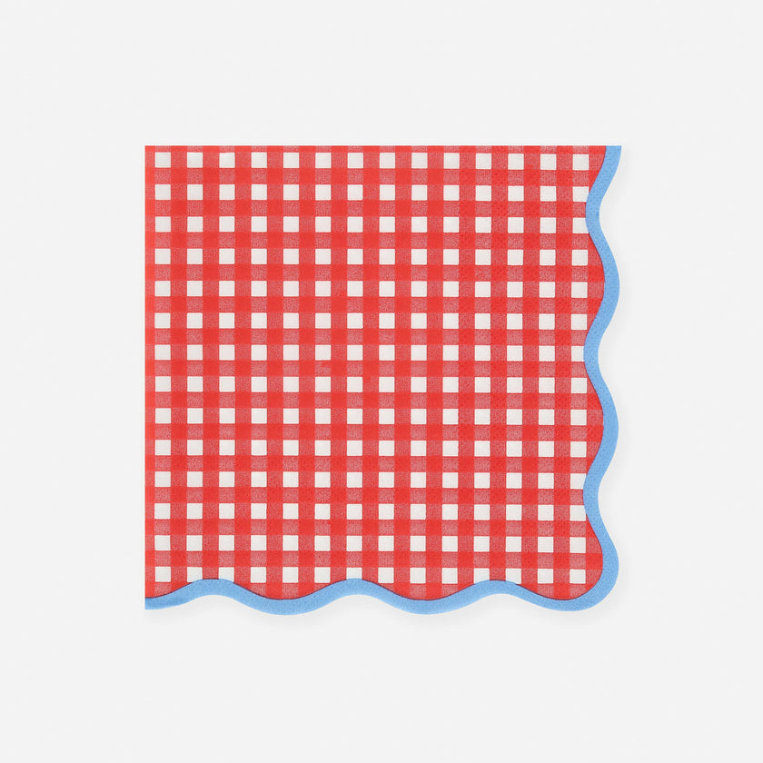 Red Gingham Large Napkins (x 16)