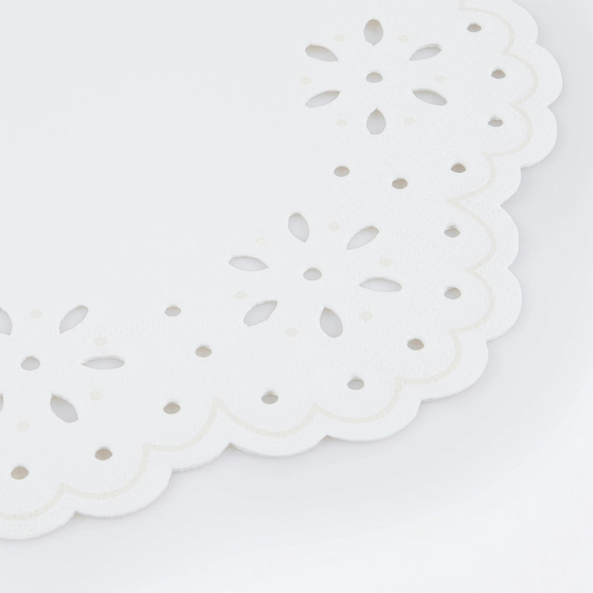 Broderie Anglaise Lace White Large Napkins