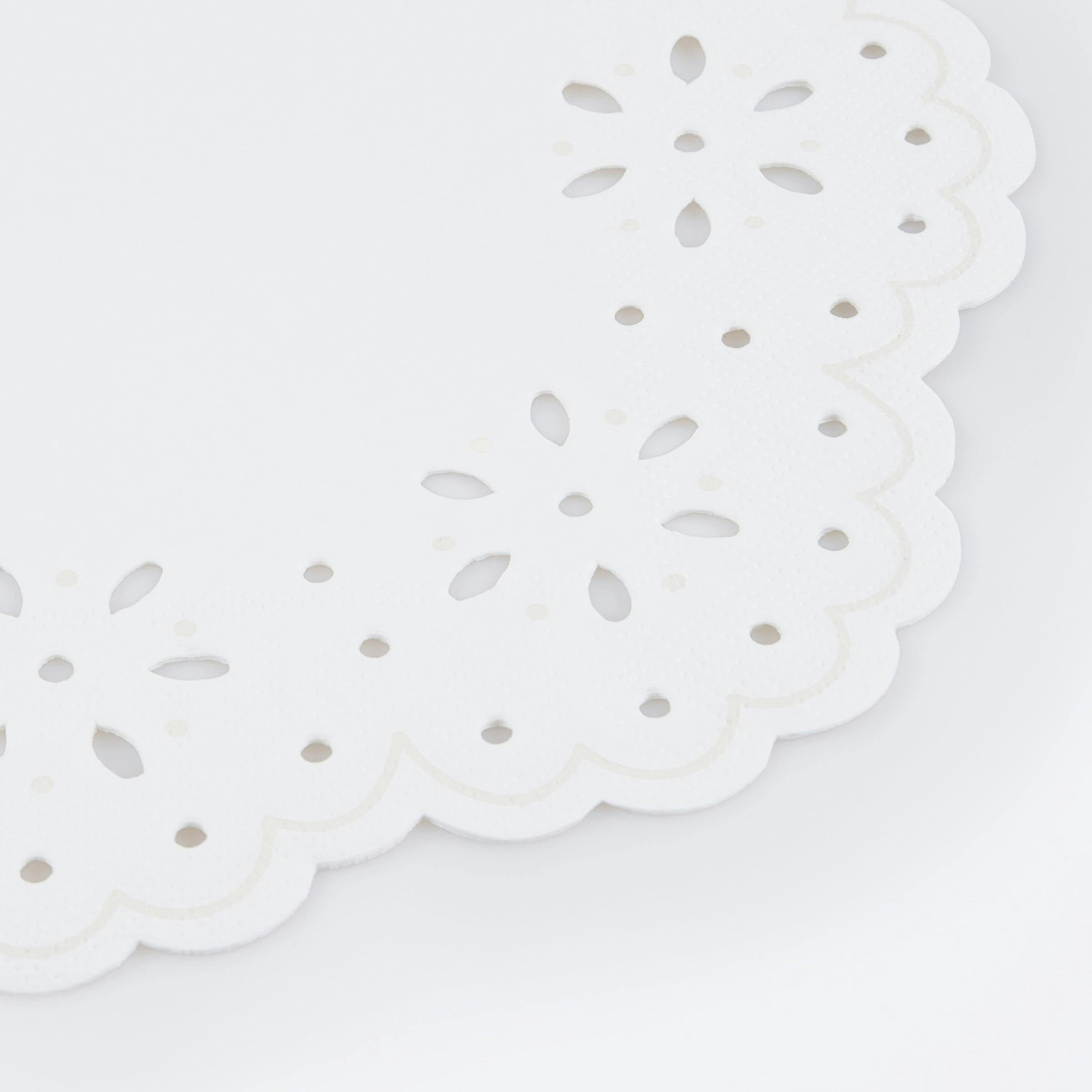 Broderie Anglaise Lace White Large Napkins