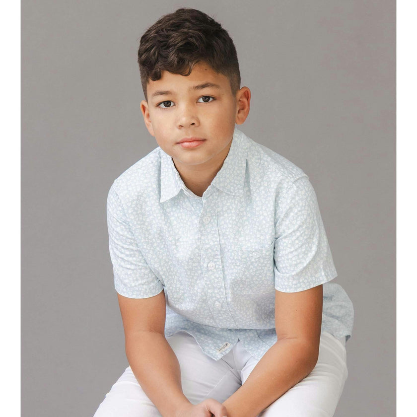 Linen Short Sleeve Shirt, Blue