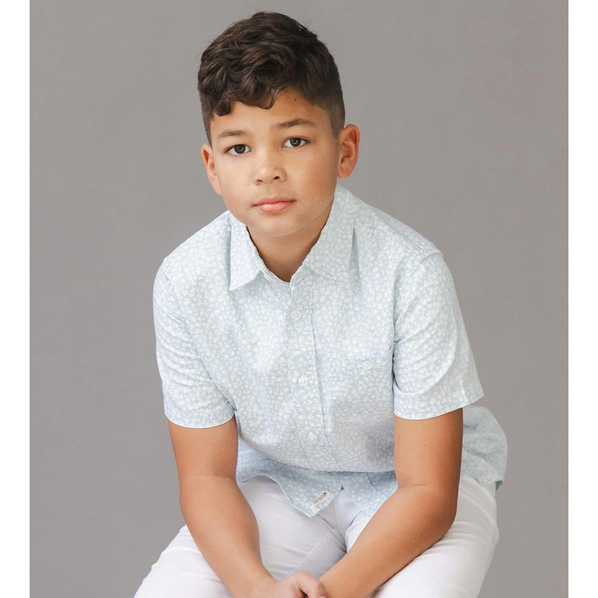 Linen Short Sleeve Shirt, Blue