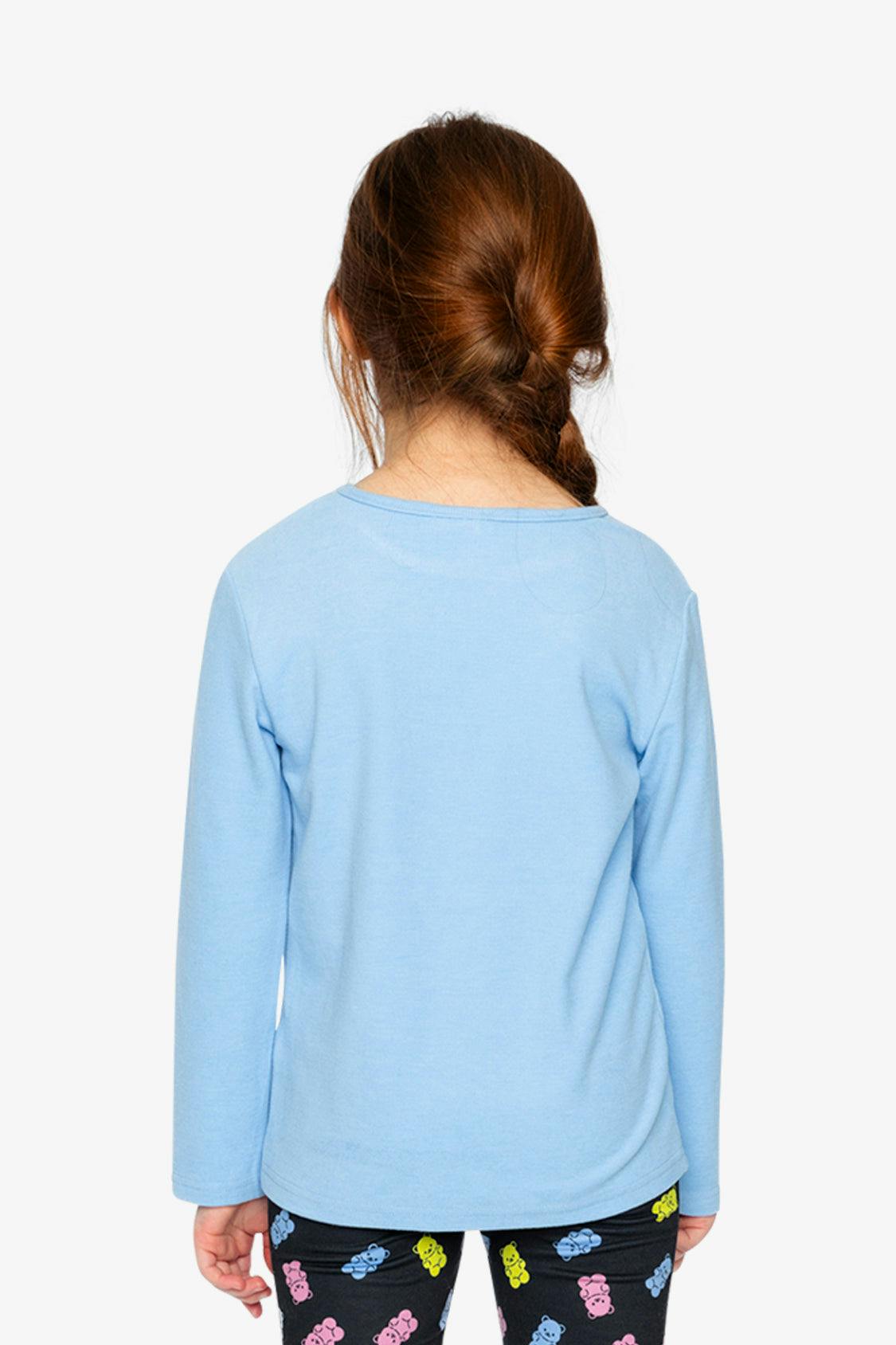 Brushed Rib Crew Neck Top Pale Blue