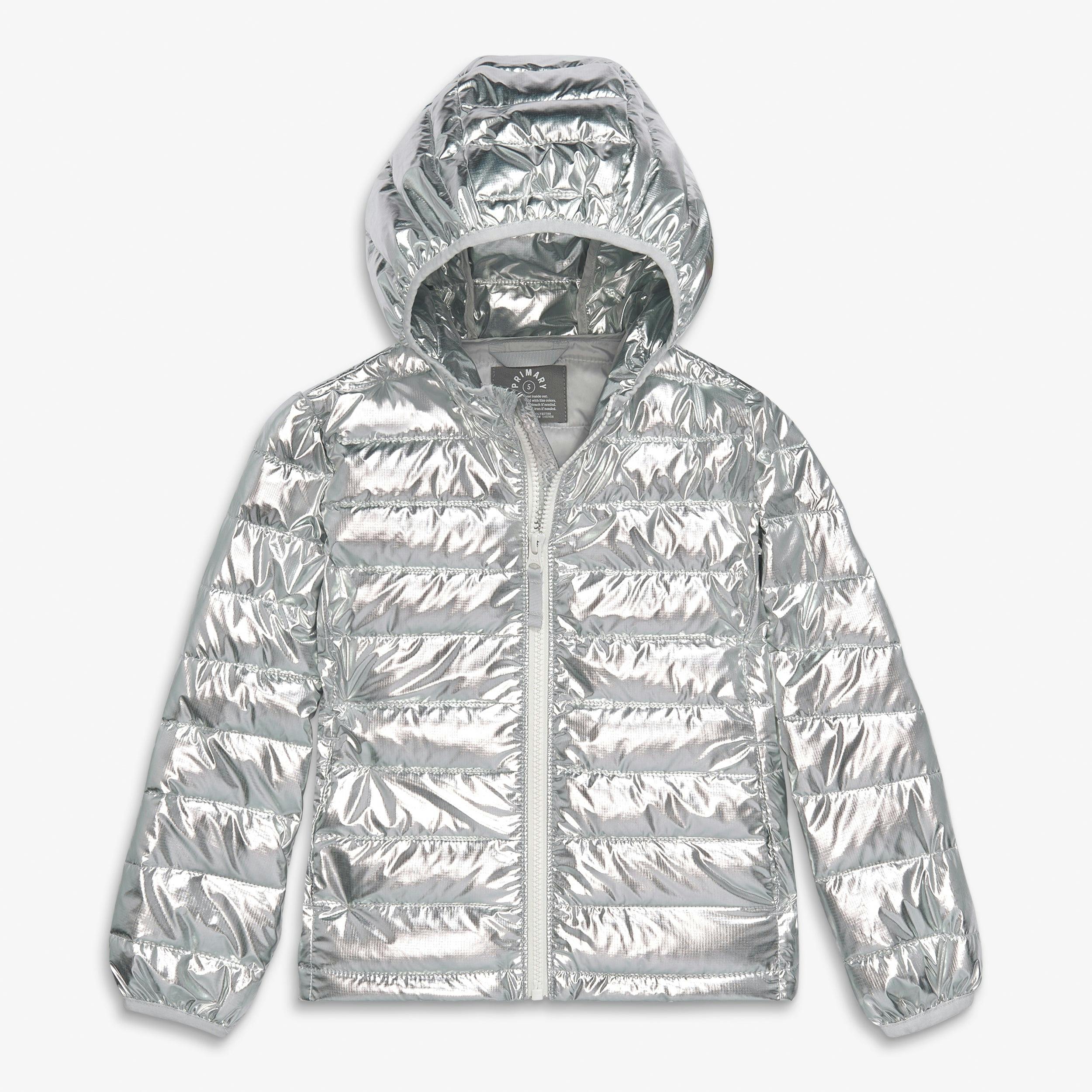 Kids metallic lightweight puffer jacket