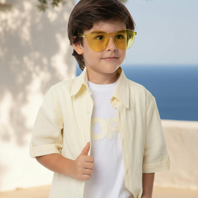 Batiste Boy Shirt Short Sleeves, Yellow Shrink