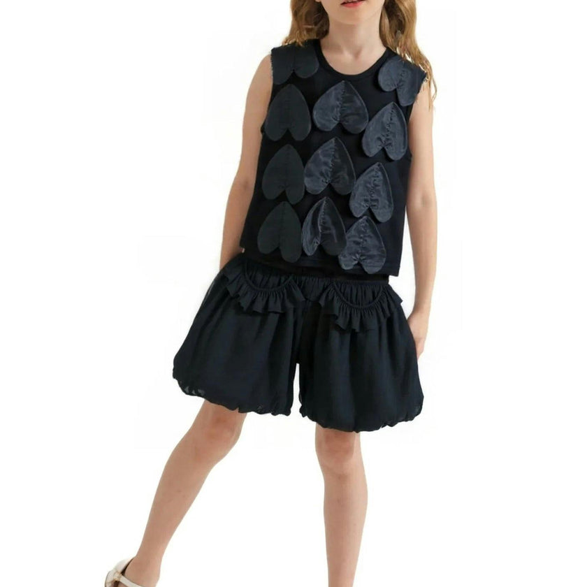 Black Hearts Sleeveless Shorts Set