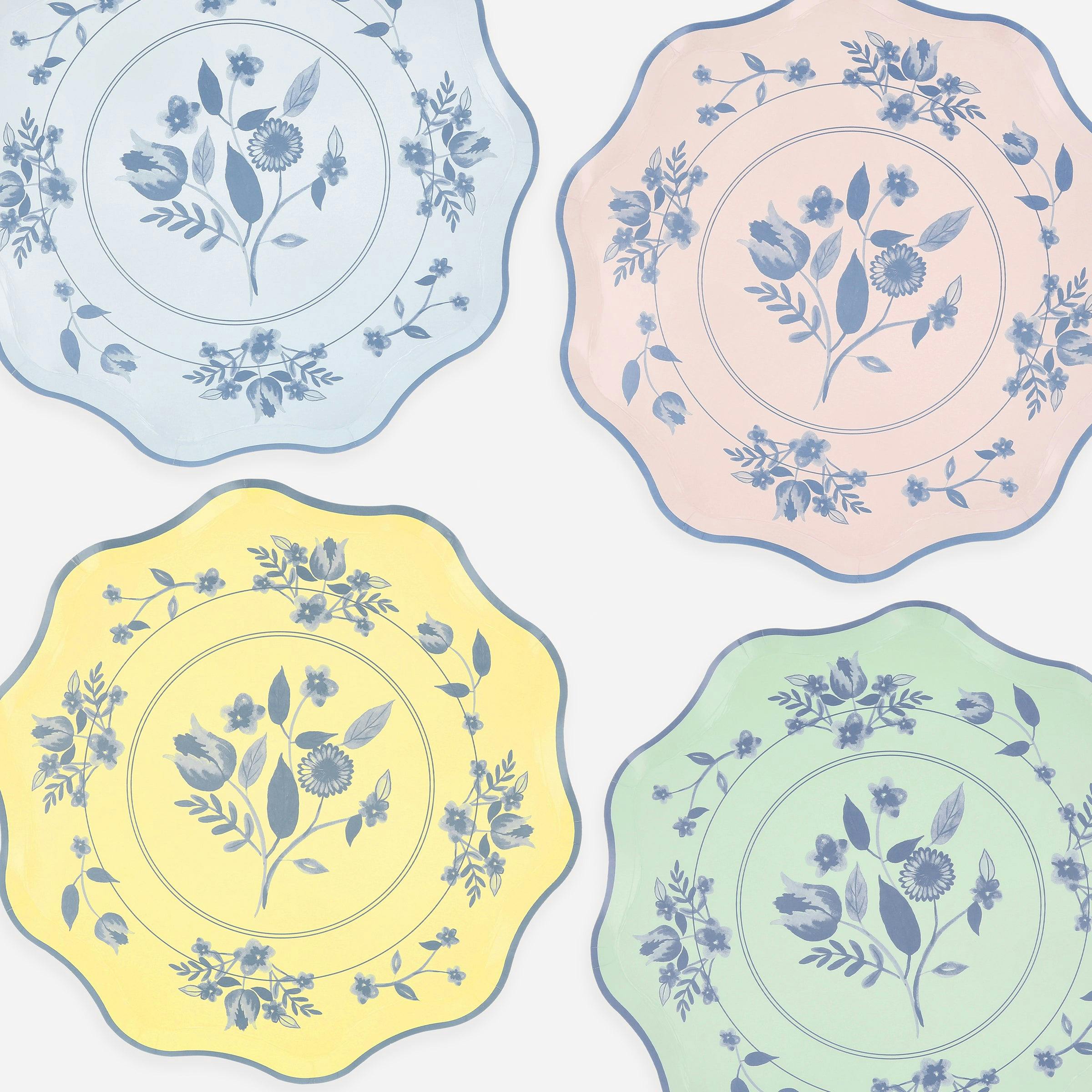 Vintage Botanical Dinner Plates