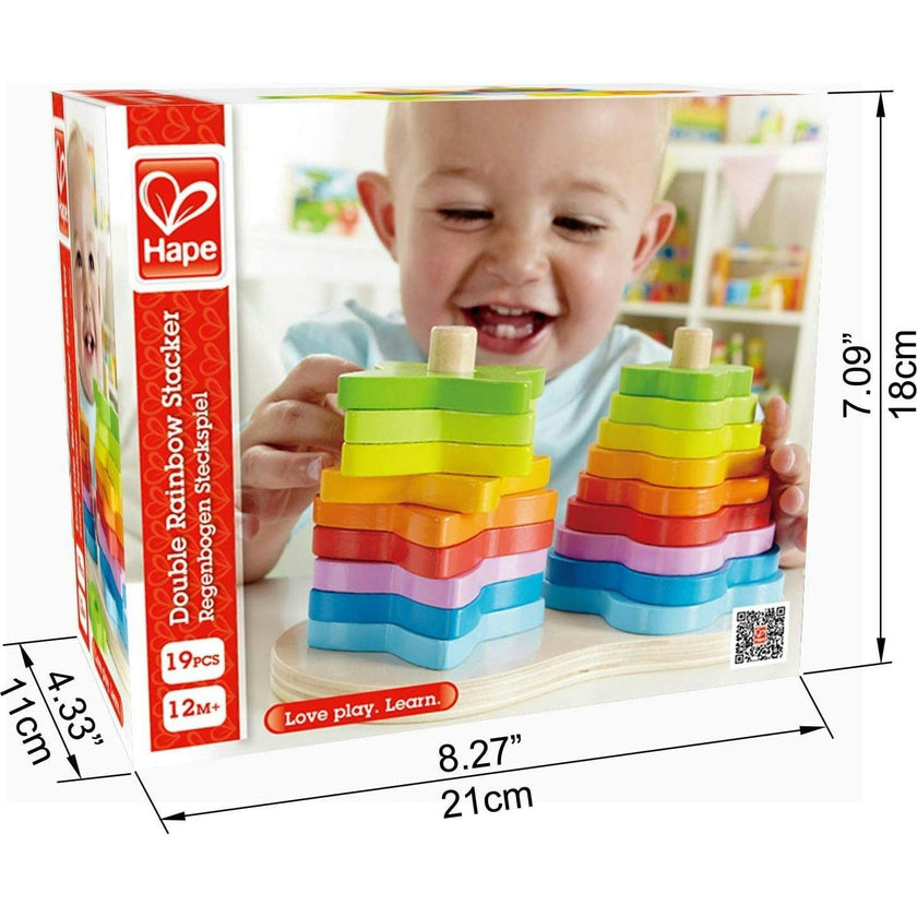 Hape: Double Rainbow Stacker&nbsp;- Wooden Ring Set Toy