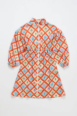 POSTCARD QUILTED DRESS RED