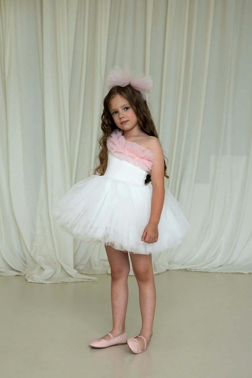Pink Ruffle One Shoulder Tutu Dress