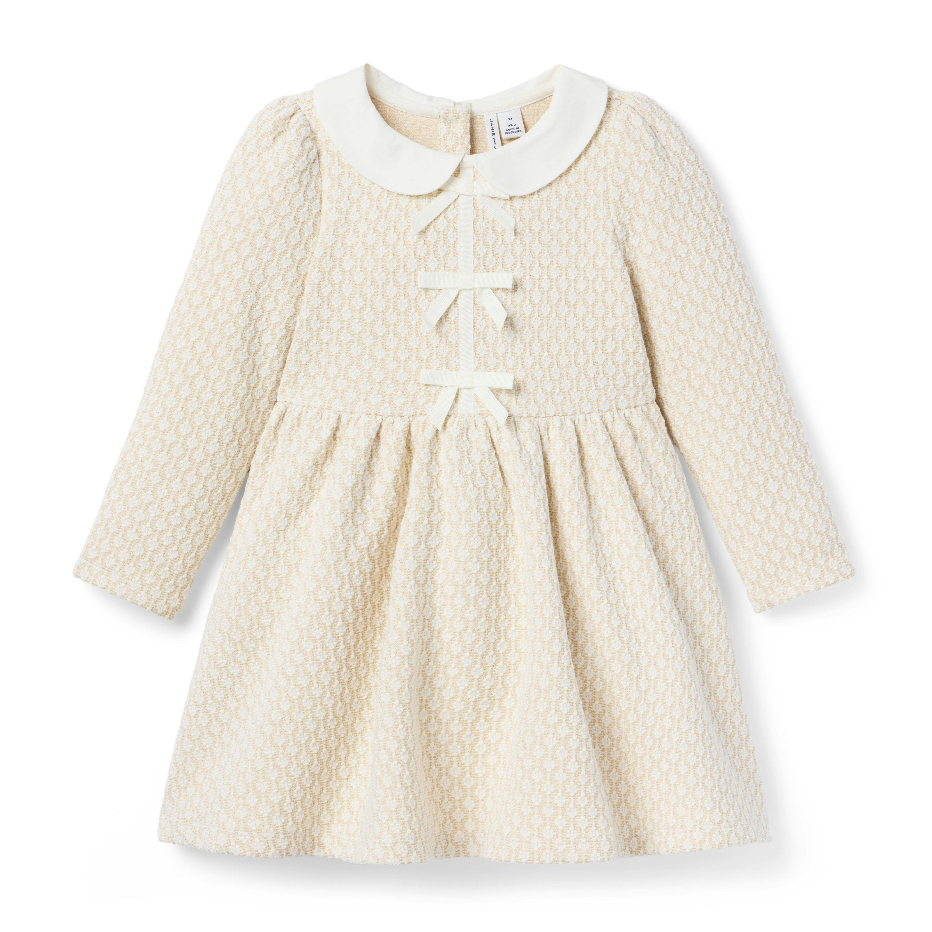 The Metallic Jacquard Dress, ivory