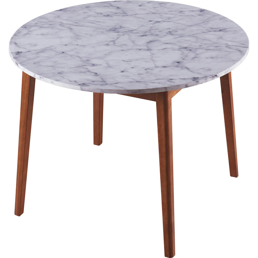 Ashton Wooden Round Dining Table with Faux Marble Top