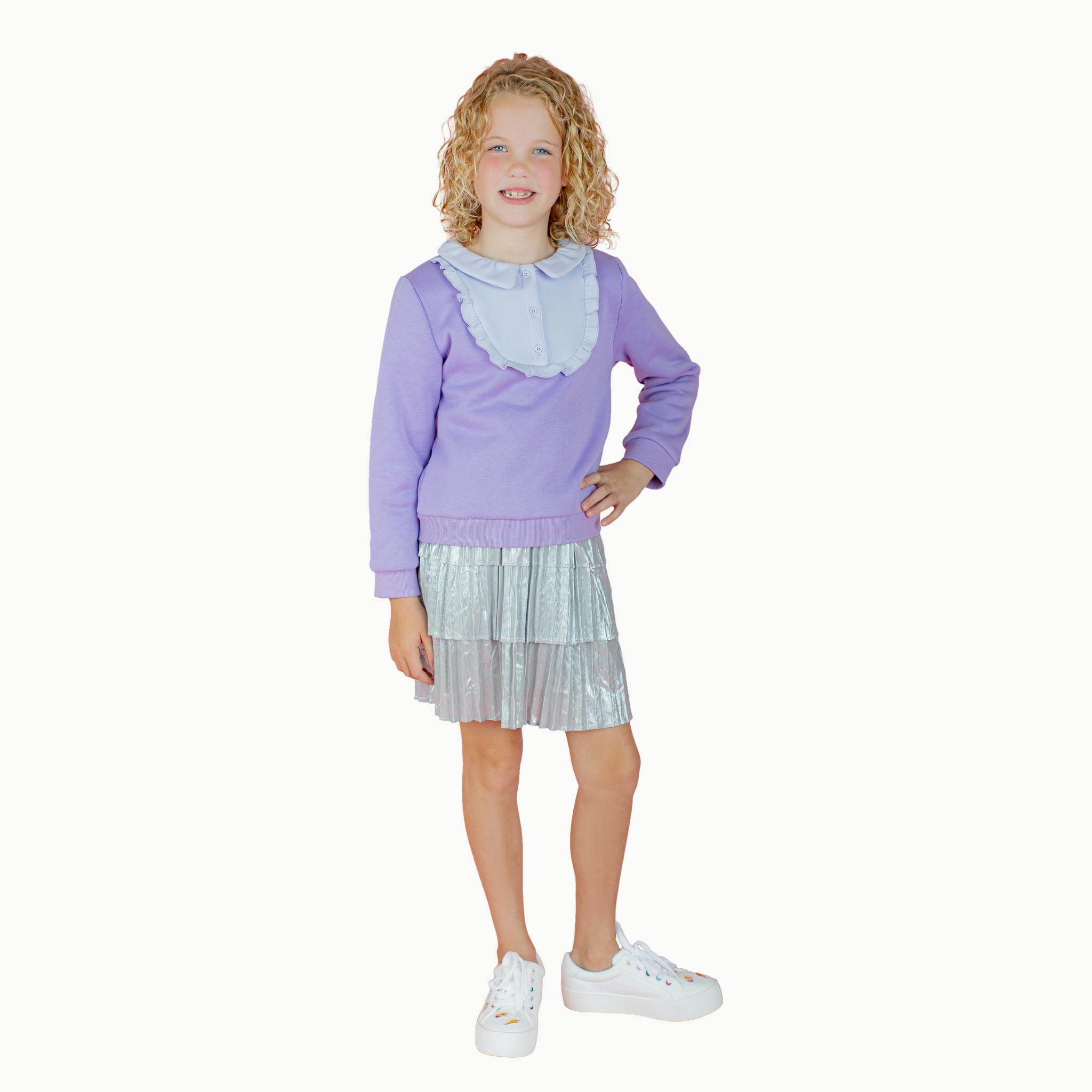 Ruffle Half-Button Sweatshirt