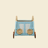 Archie Handcrafted Rattan Storage Wagon with Solid Wood Wheels - Wicker