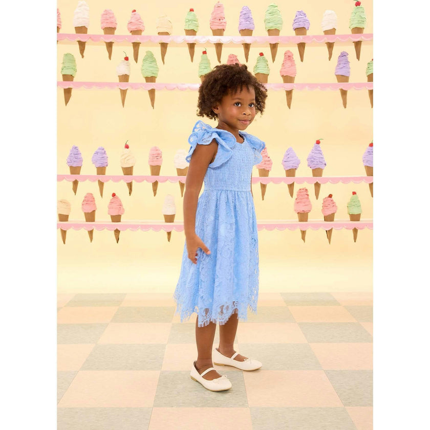 Mini Hattie Dress in Cornflower Blue Lace