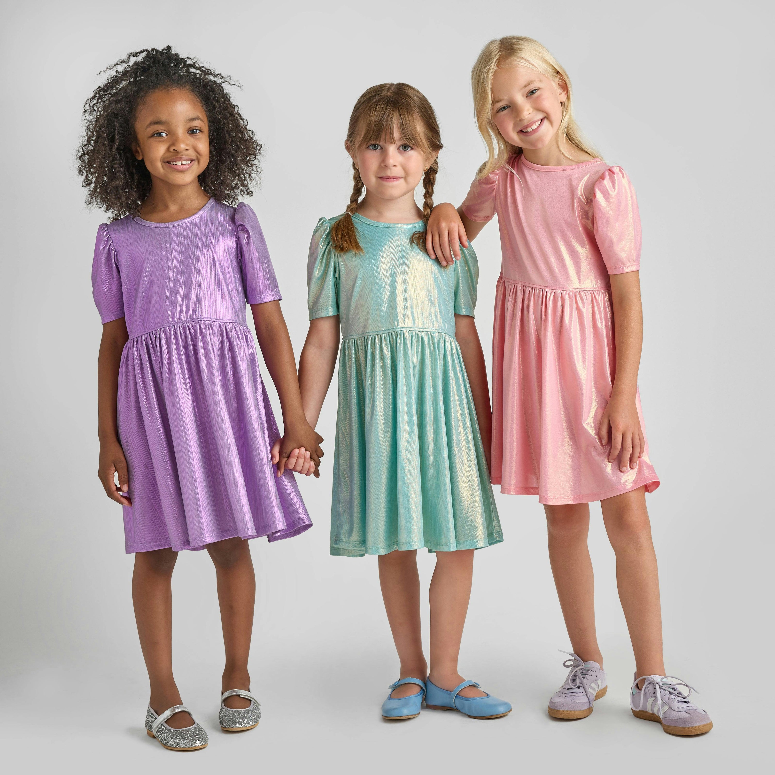 Girls Lame Laurie Dress - Ice Blue