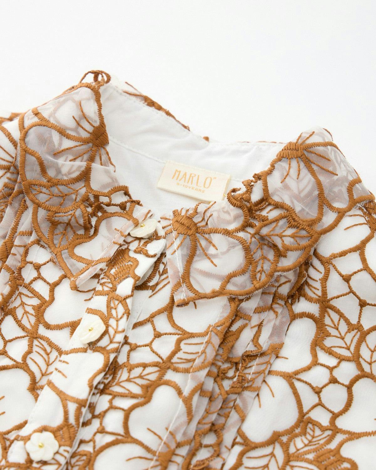 Chelsea Cotton Embroidered Dress, Tan