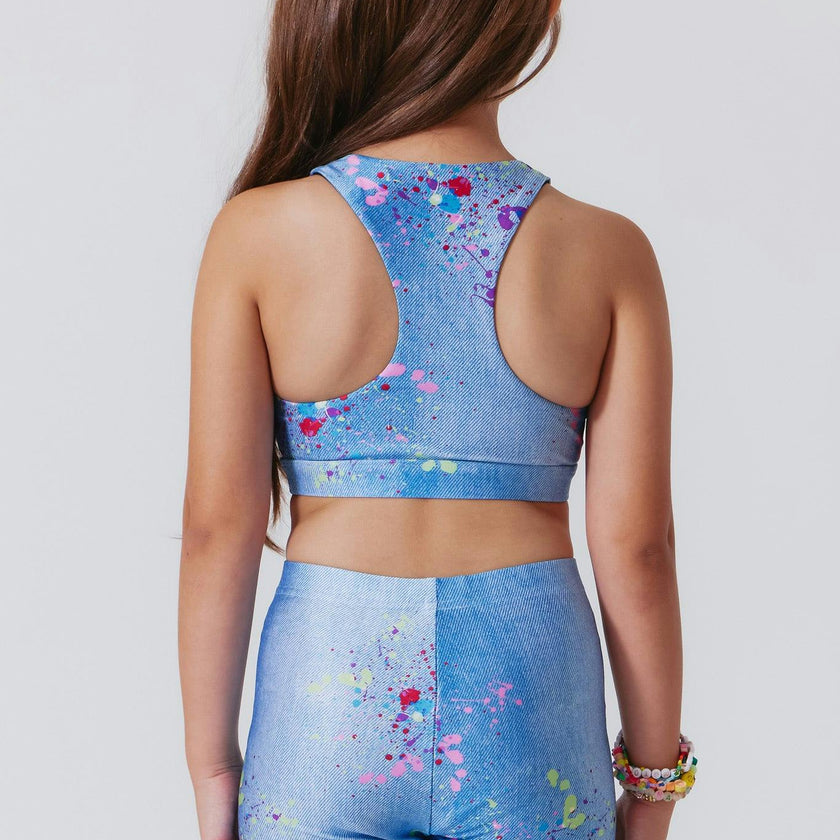 Girls Hi-Shine Scoop Neck Racer Back Sports Bra