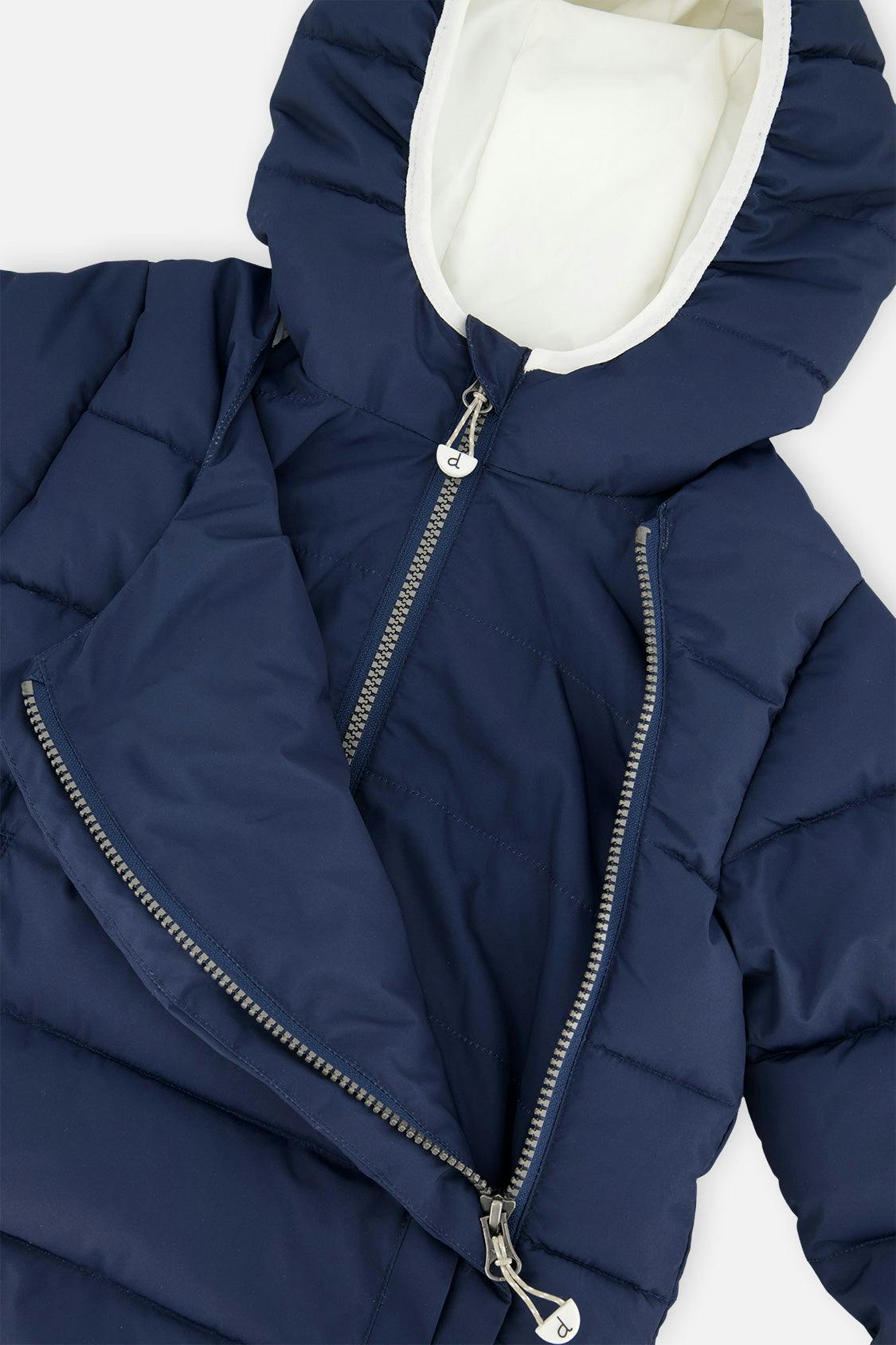 Winter Jacket Adapted For Car Seats Dark Blue