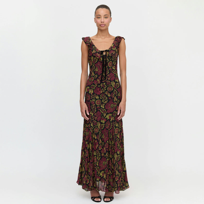 The Augustina Dress - Black Palampore Floral