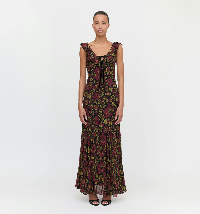 The Augustina Dress - Black Palampore Floral