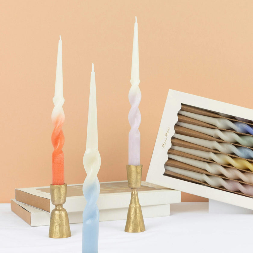 Rainbow Twisted Table Candles