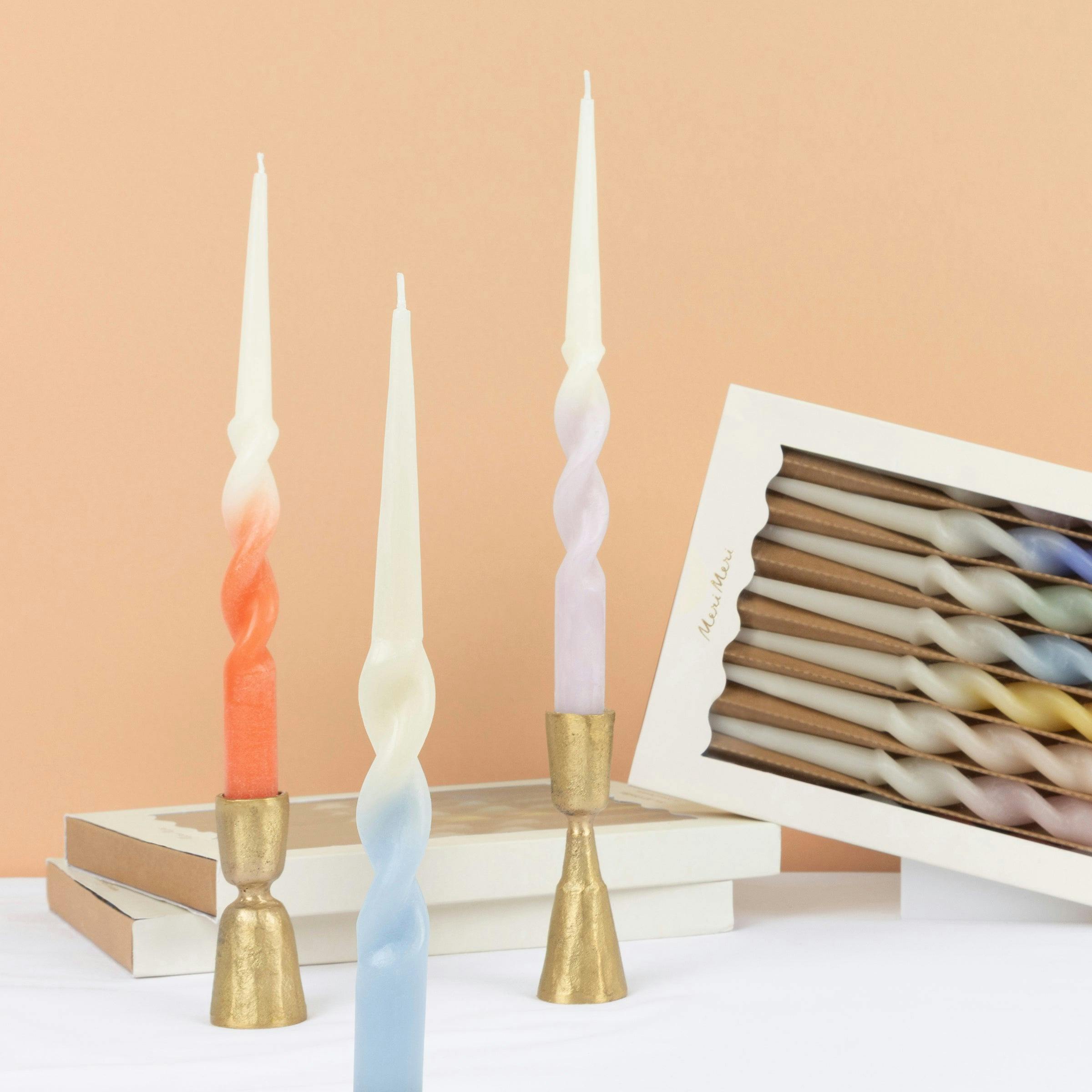 Rainbow Twisted Table Candles