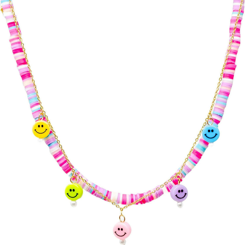 Girl'S Colorful Disk Necklace & Charm Duo