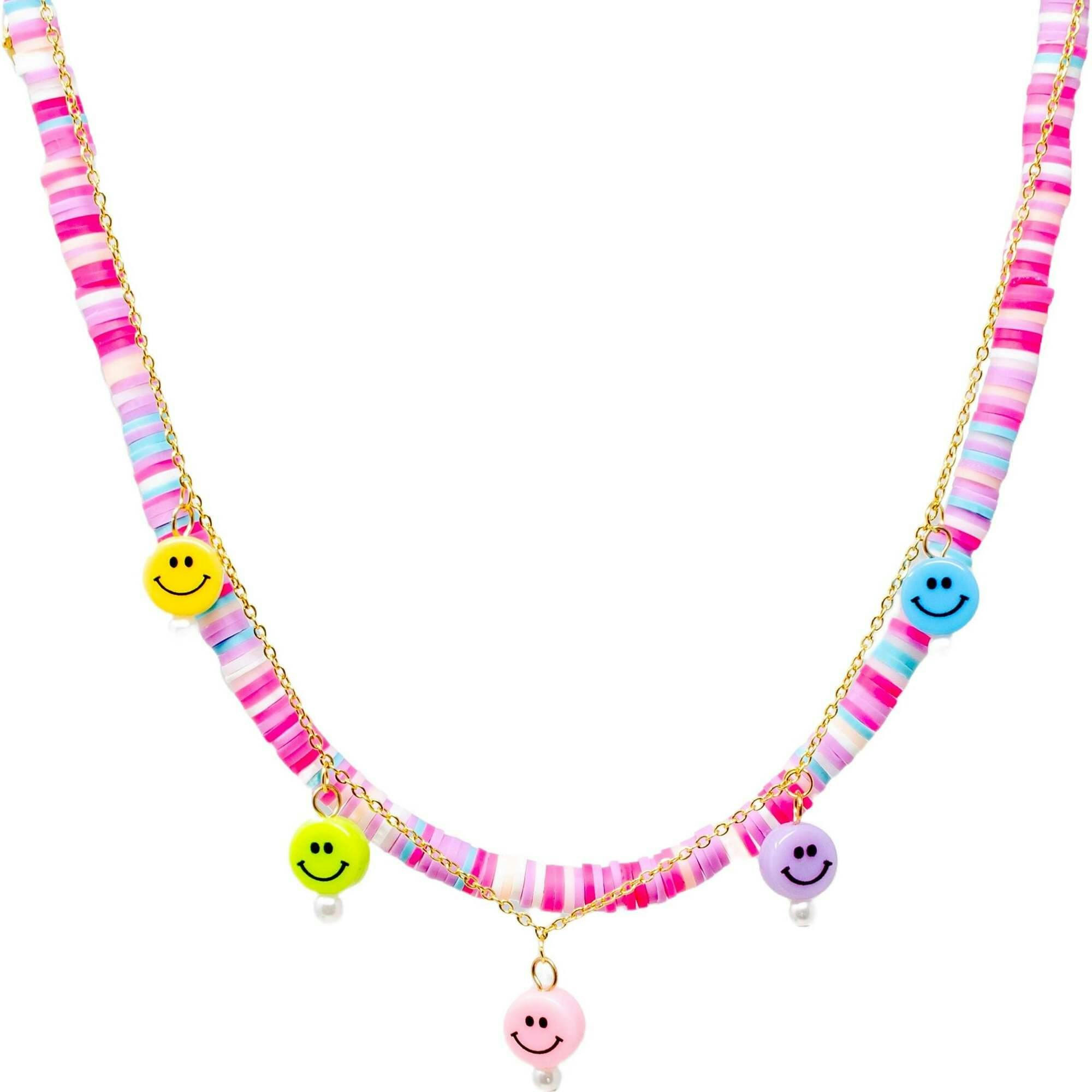 Girl'S Colorful Disk Necklace & Charm Duo
