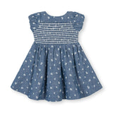 Organic Chambray Smocked Puff Sleeve Dress