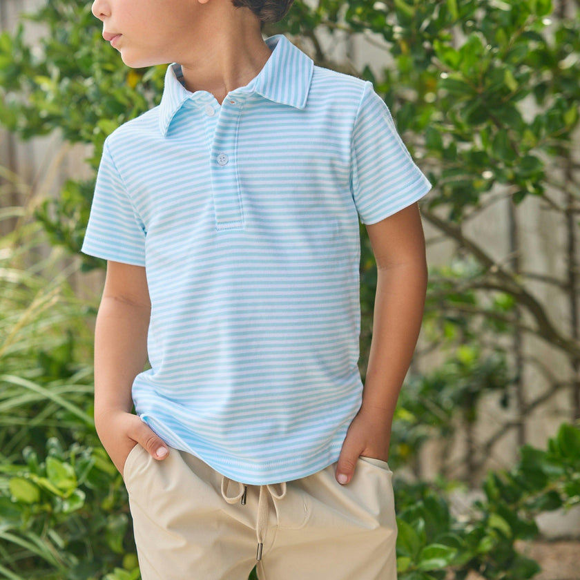 Short Sleeve Polo - Sky Stripe